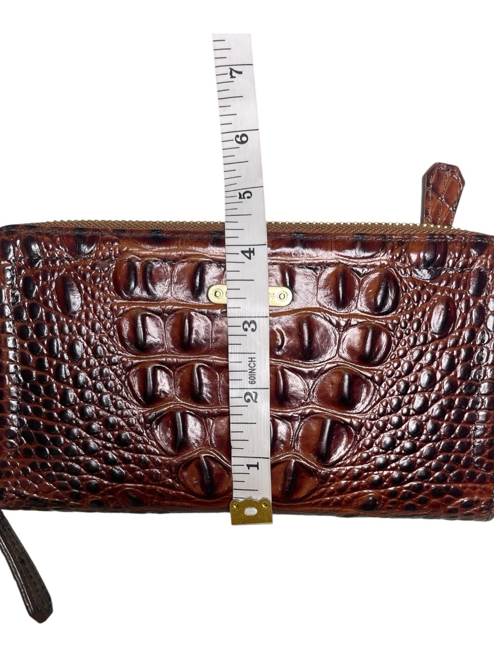 Brahmin Deep Chestnut Croc-Embossed Leather Zip Clutch - Picture 13 of 14